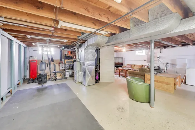 a view of a storage room with shelves