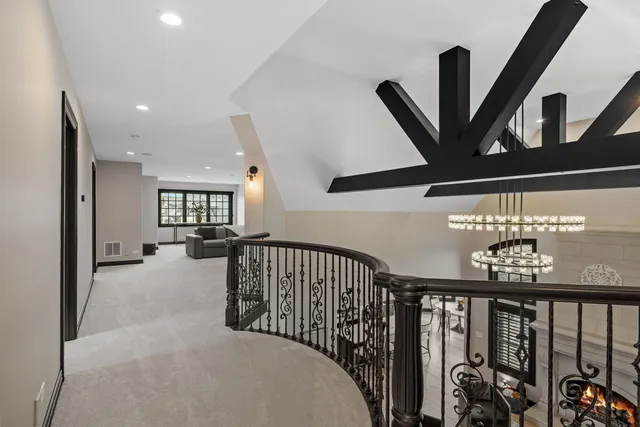 a view of staircase with furniture and stairs