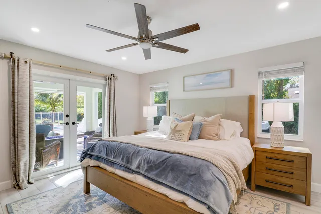 a bedroom with a bed and a flat screen television