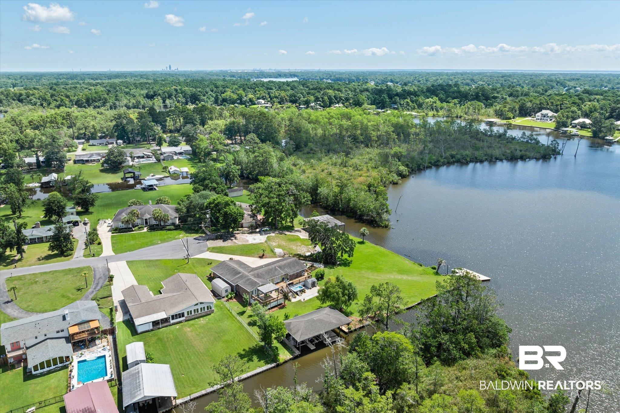 3801 Point Road Mobile, AL 36619 - Photo 45 of 55 Aerial perspective showcasing a waterfront community with direct water access