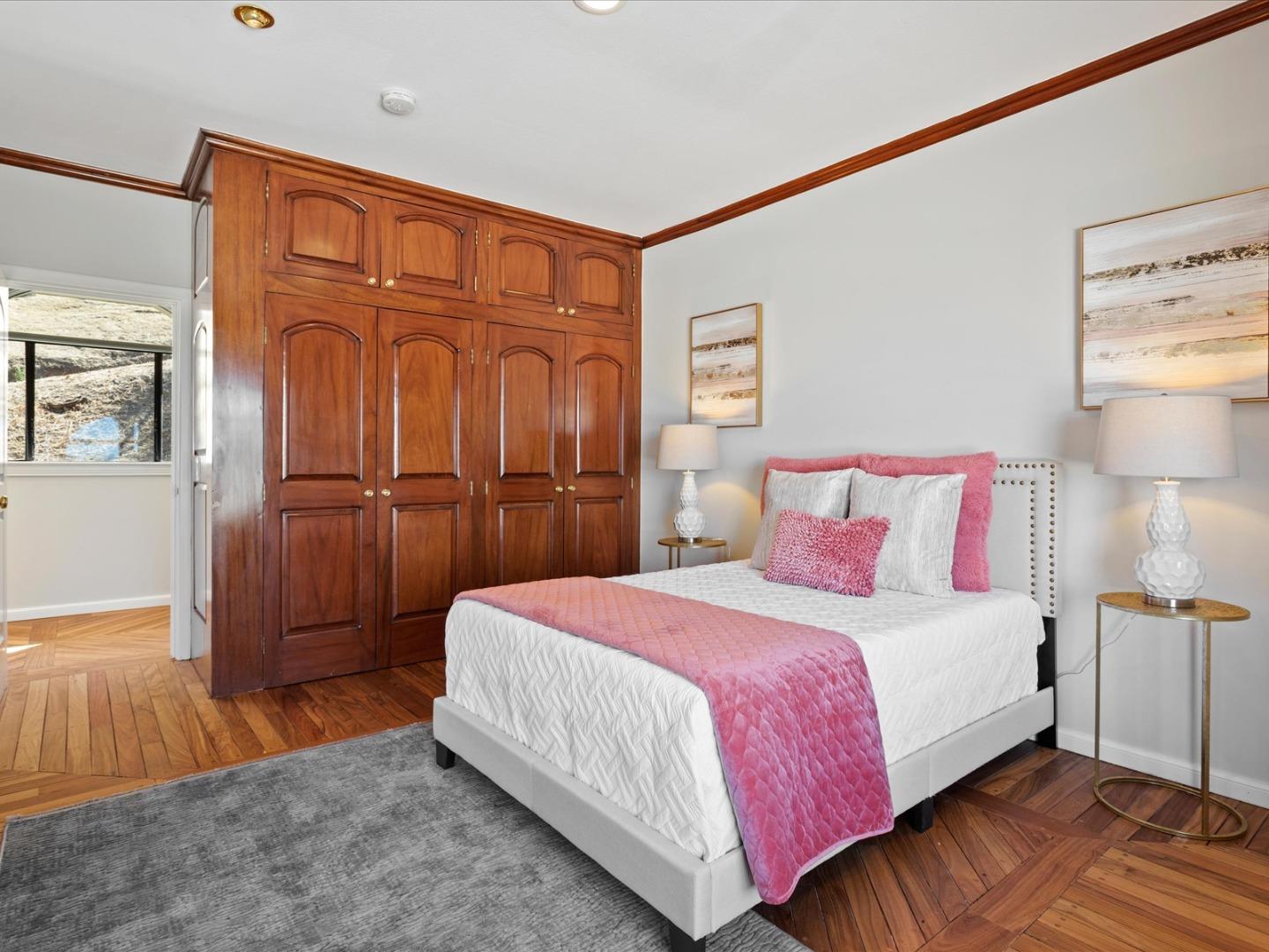 1 Lewis Ranch Road San Carlos, CA 94070 - Photo 48 of 94 a bedroom with a bed and wooden floor