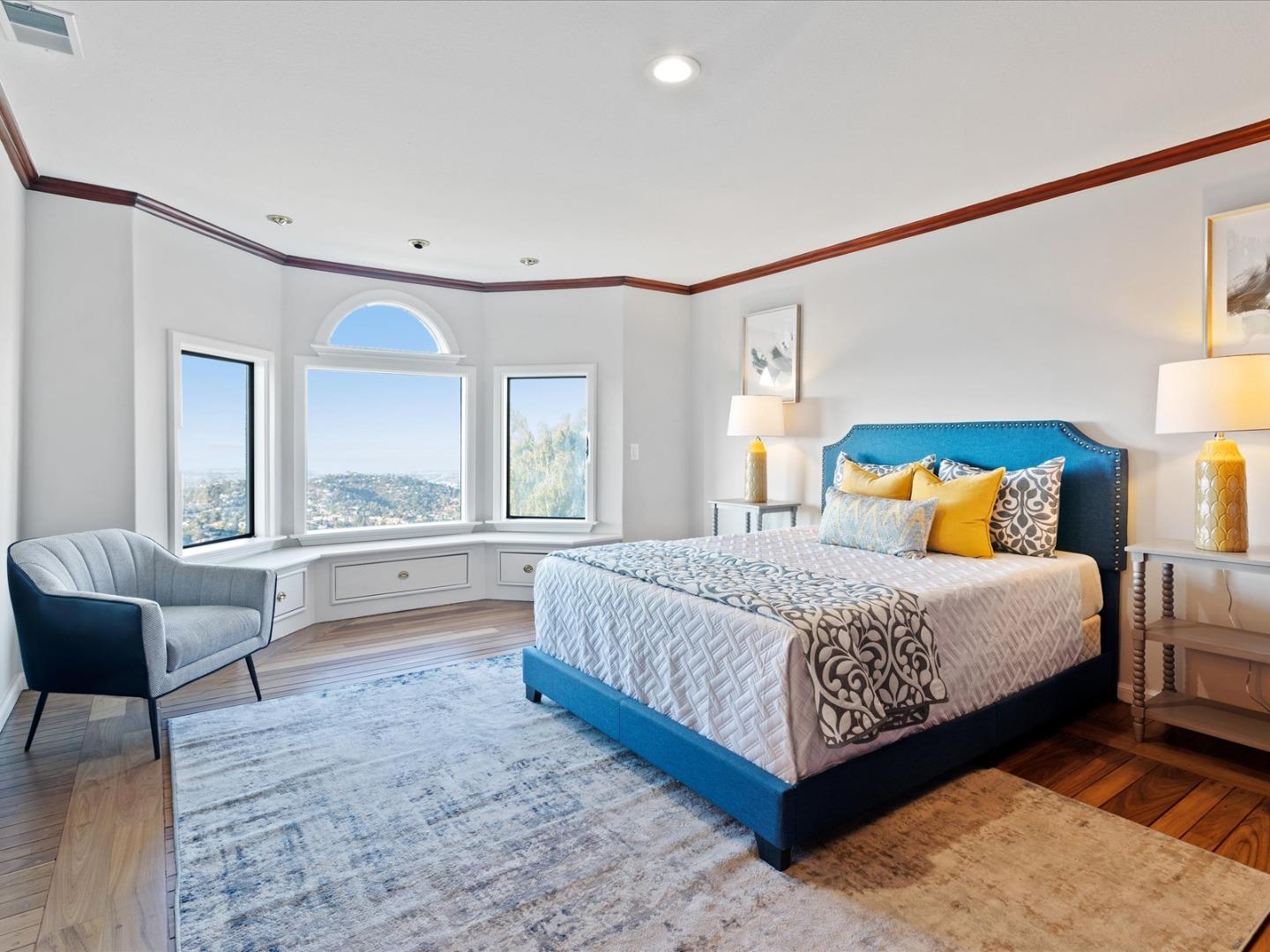 1 Lewis Ranch Road San Carlos, CA 94070 - Photo 67 of 94 a bedroom with a large bed and a couch