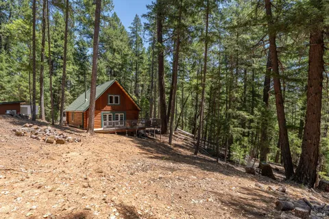 a view of a yard with furniture