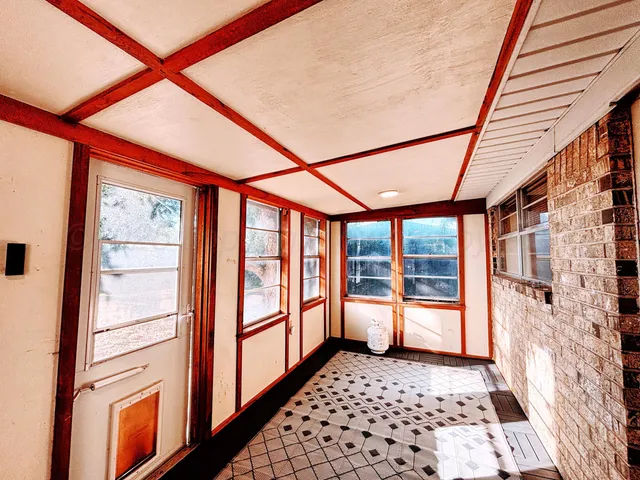 a room with a large window