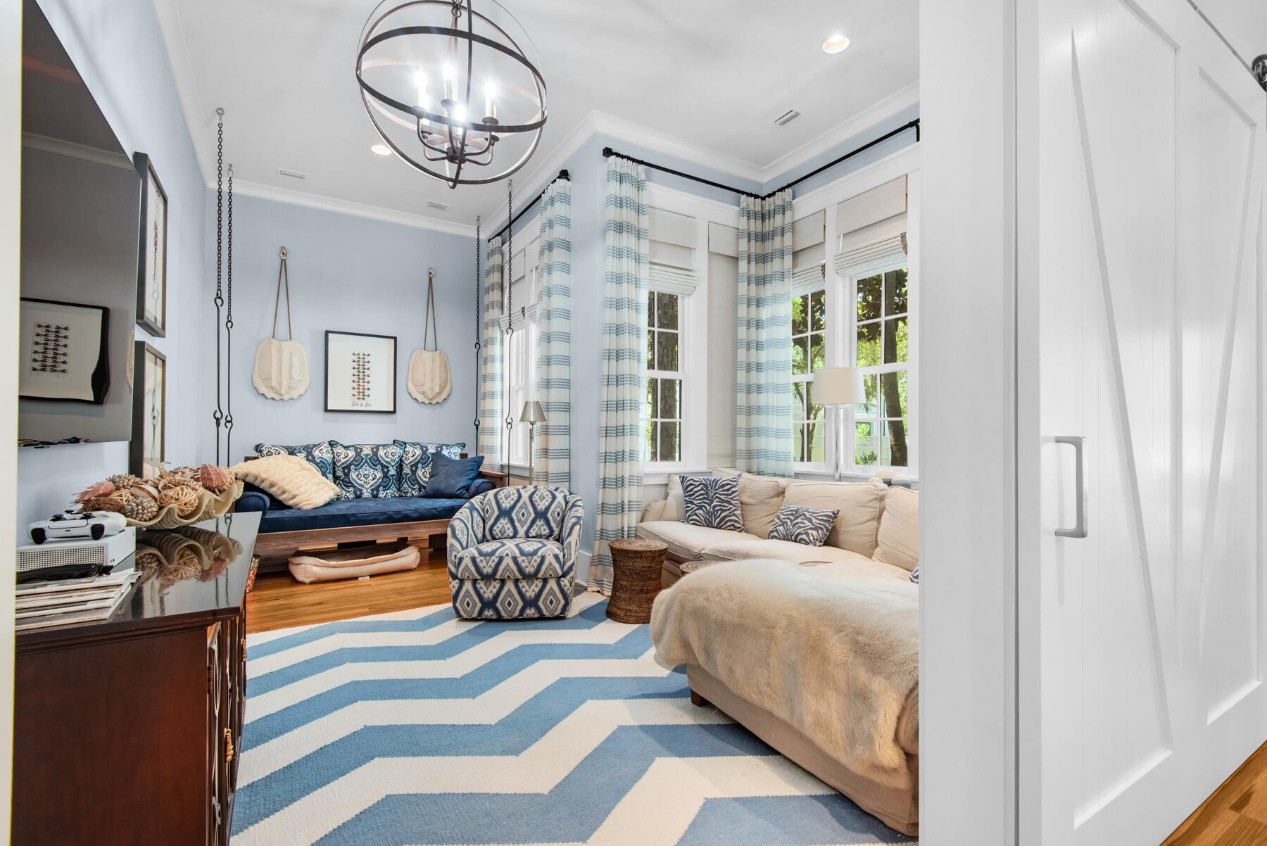 9 Tidepool Lane Inlet Beach, FL 32461 - Photo 25 of 86 a living room with furniture and a chandelier
