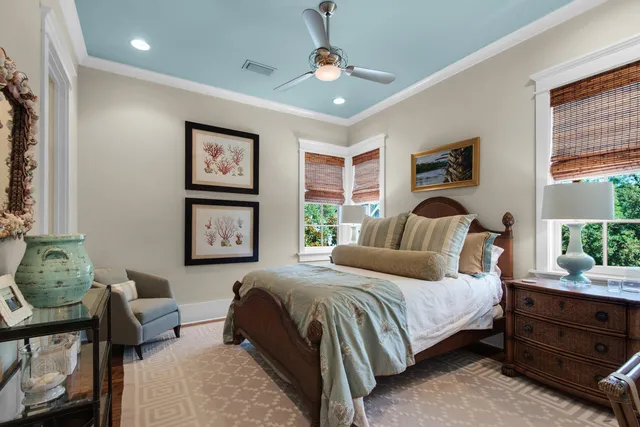 an aerial view of a house with outdoor space and street view