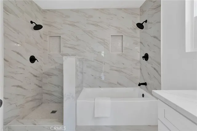 a bathroom with a bathtub