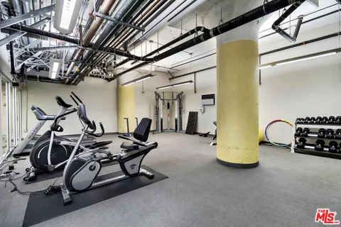 a view of a room with gym equipment