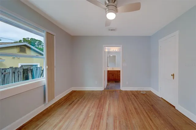 a view of a bathtub in a room