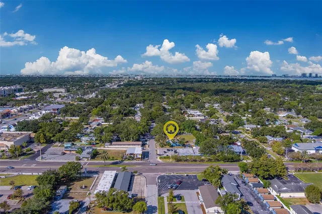 an aerial view of a house