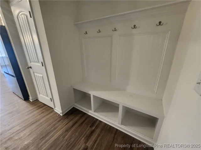 a view of an empty walk in closet