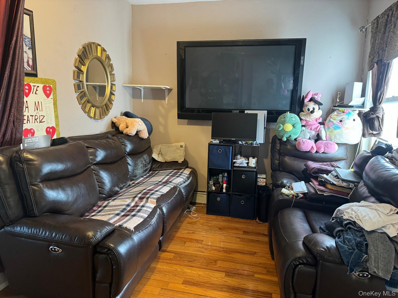 45-16 National Street Queens, NY 11368 - Photo 17 of 28 a living room with furniture and a flat screen tv