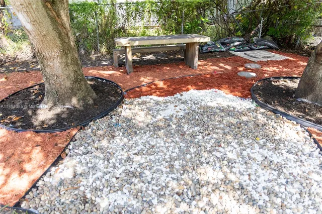 a view of a backyard with a garden