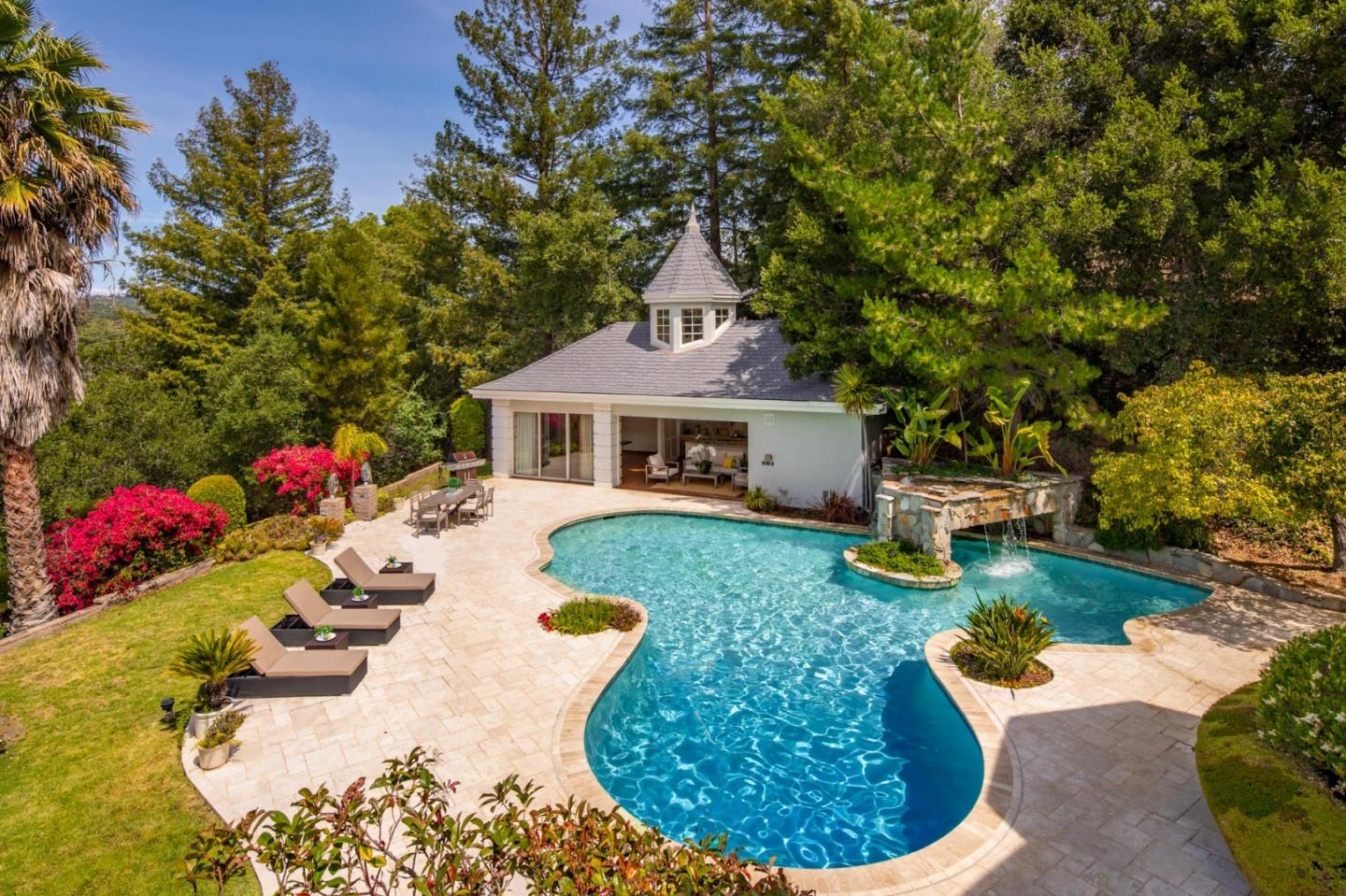 97 Ridge View Drive Atherton, CA 94027 - Photo 35 of 43 a front view of house with outdoor seating