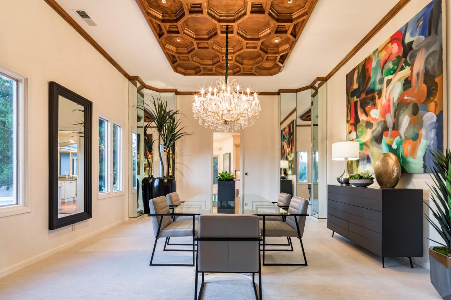 97 Ridge View Drive Atherton, CA 94027 - Photo 8 of 43 a view of a dining room with furniture and chandelier