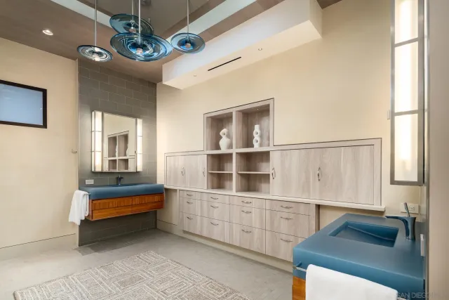 a view of room with cabinets