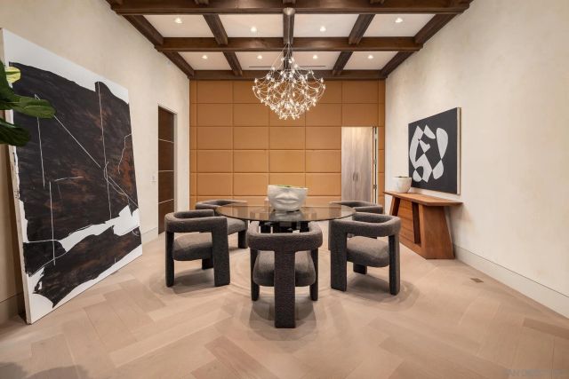 a view of a dining area with furniture