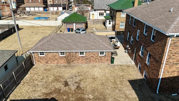 an aerial view of a house