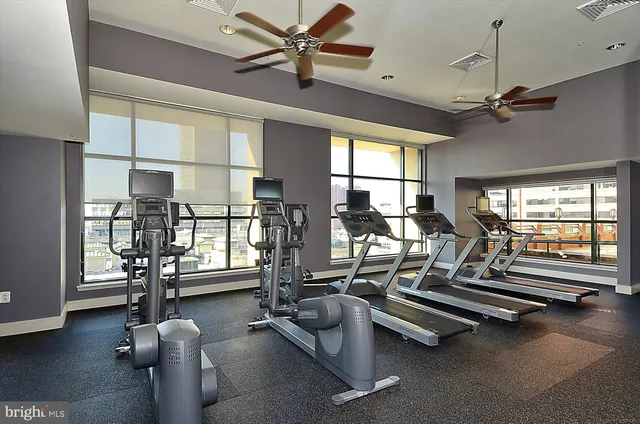 a view of a room with gym equipment