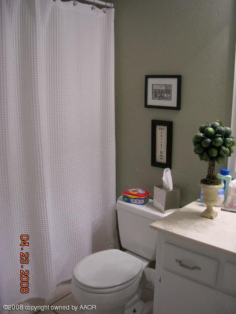 58 Hunsley Road Canyon, TX 79015 - Photo 9 of 10 a bathroom with a toilet sink and mirror