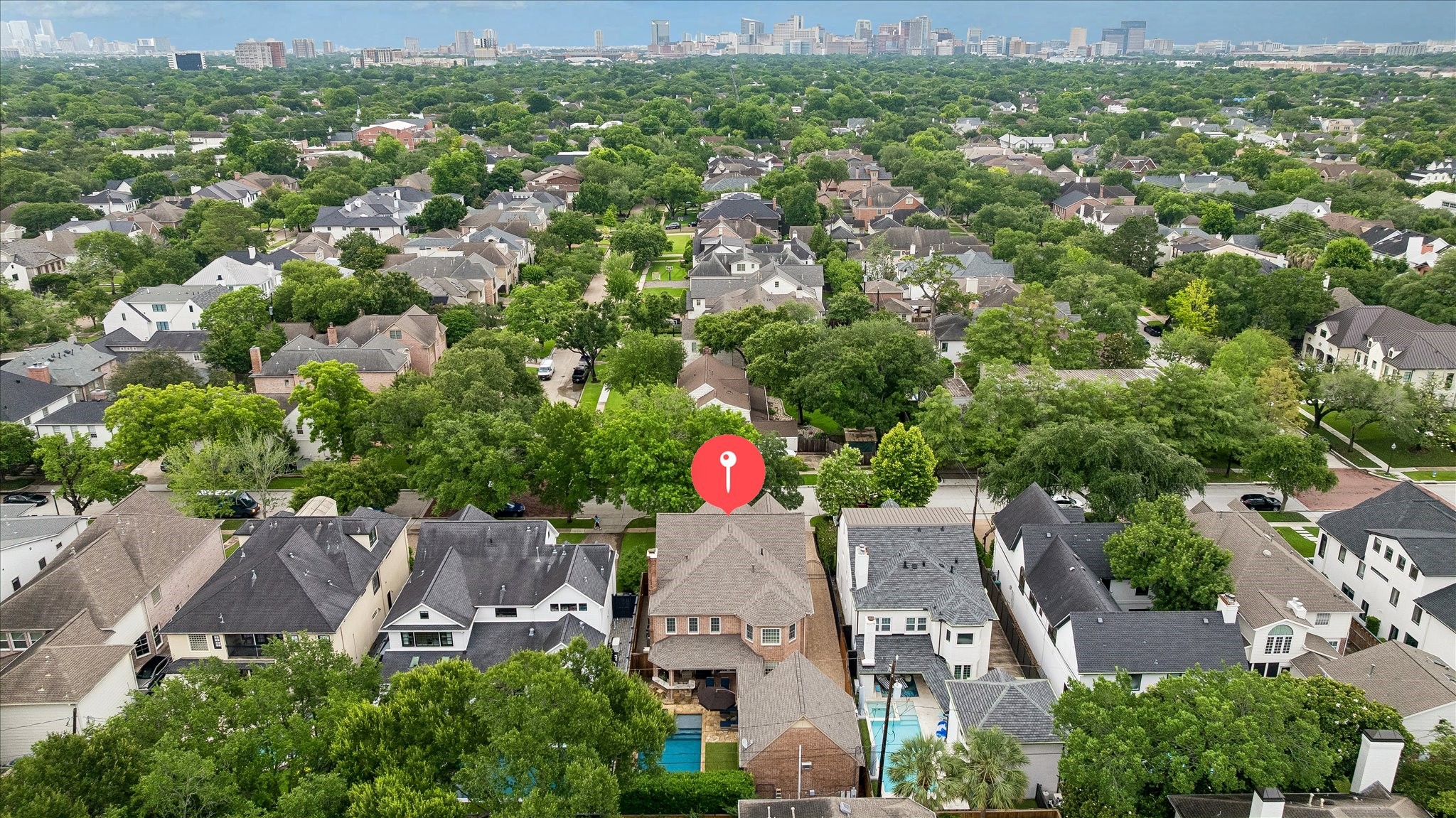 6358 Auden Street Houston, TX 77005 - Photo 49 of 50 an aerial view of a house with a garden