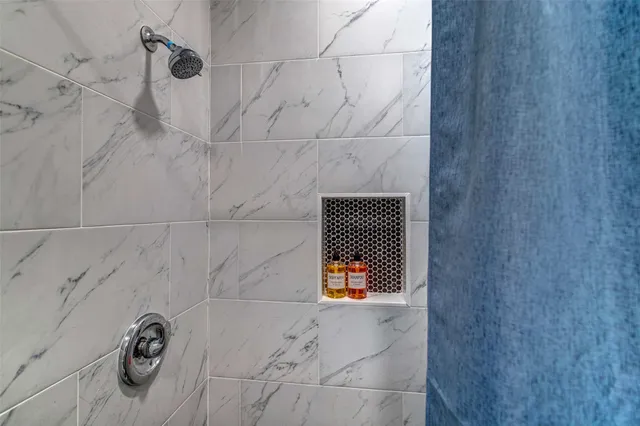 a bathroom with a shower