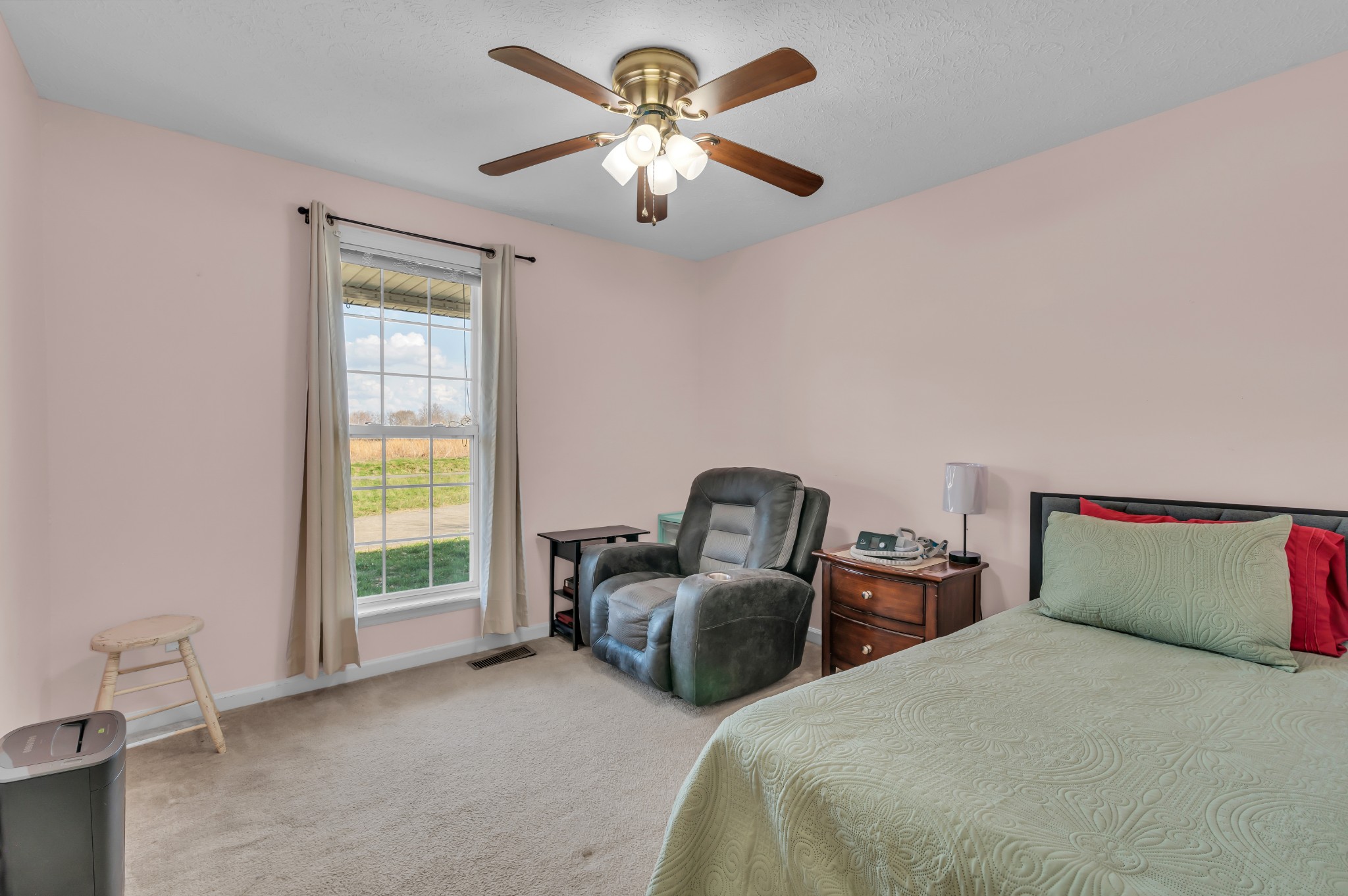 672 Old Snow Hill Road Dowelltown, TN 37059 - Photo 30 of 54 a bedroom with two beds and a chandelier