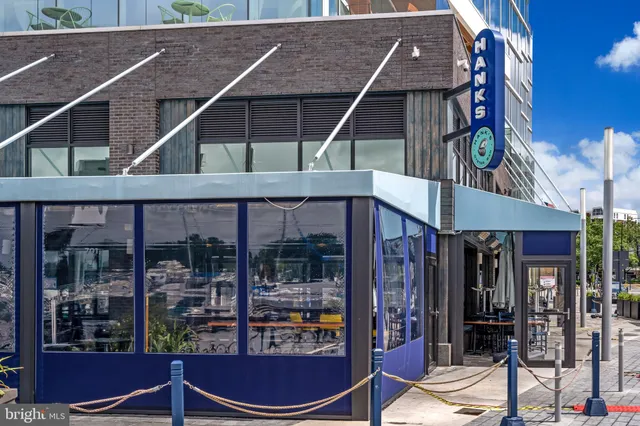 a front view of a building with street view