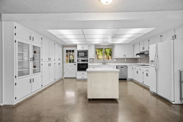 a view of a balcony with mountain view