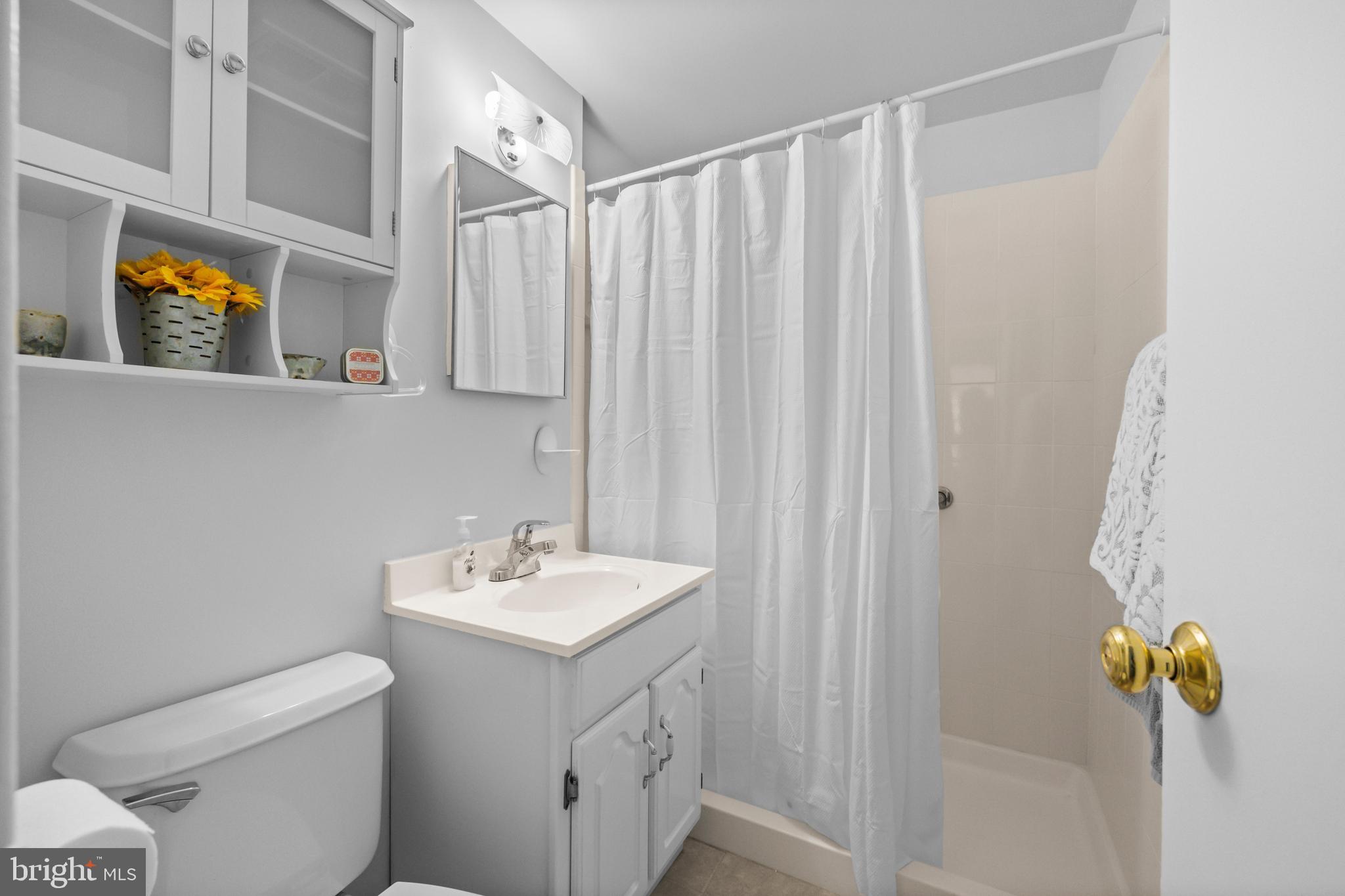 4 Russell Road Cabin John, MD 20818 - Photo 23 of 56 a bathroom with a sink a toilet and shower