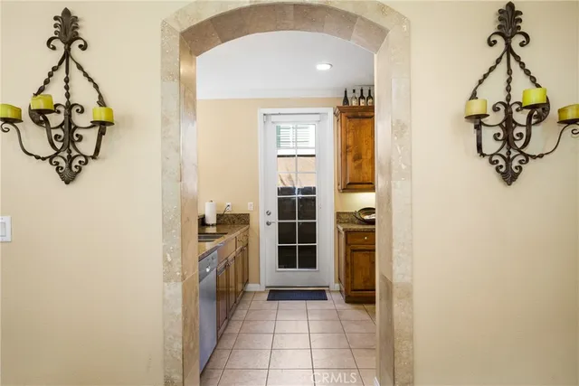 a view of hallway with washer and dryer