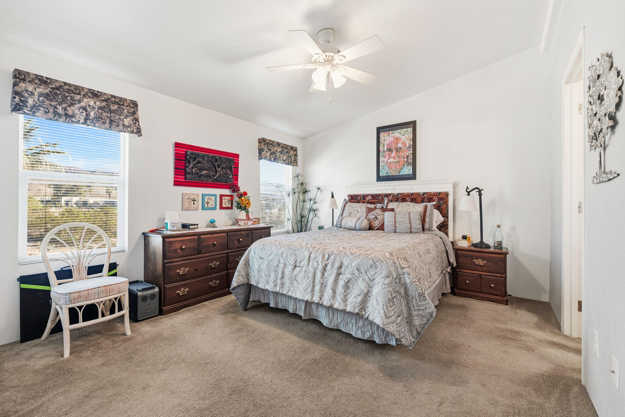 74711 Dillon Road, Unit 312 Desert Hot Springs, CA 92241 - Photo 29 of 49 a bedroom with a bed and a desk