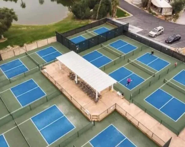 a view of a lake with houses