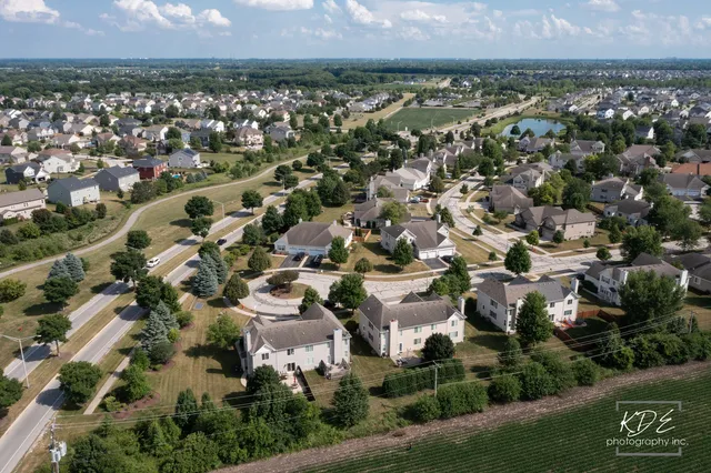 an aerial view of multiple house