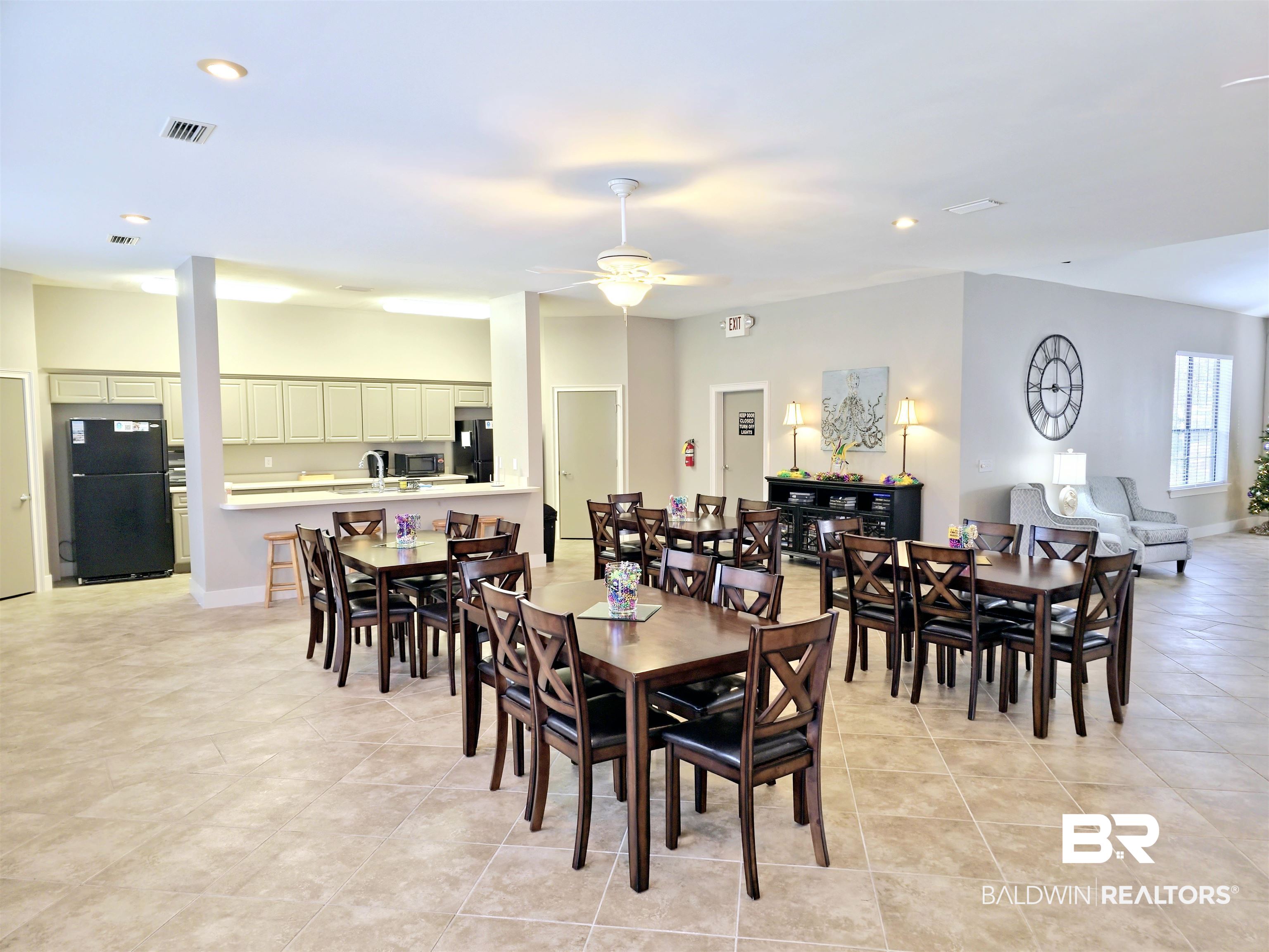 4650 Griffith Marina Road, Unit 12 Orange Beach, AL 36561 - Photo 19 of 34 Dining space with recessed lighting, light tile patterned flooring, and a ceiling fan