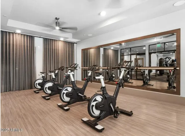 a view of a room with gym equipment