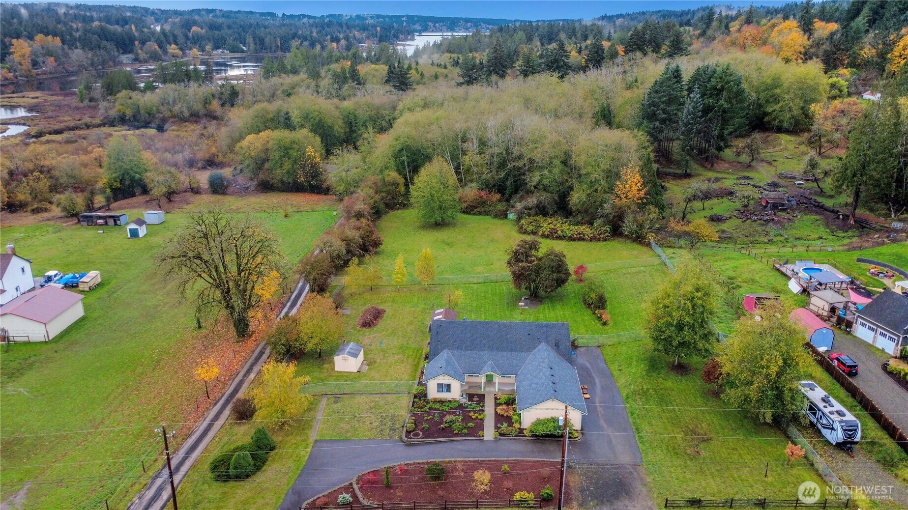 1450 Southeast Spruce Road Port Orchard, WA 98367 - Photo 34 of 35 an aerial view of a house with a yard