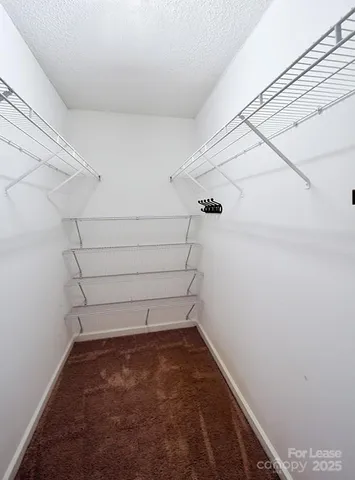 a view of a room with racks on the wall