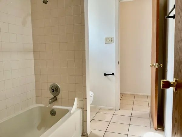 a bathroom with a bathtub