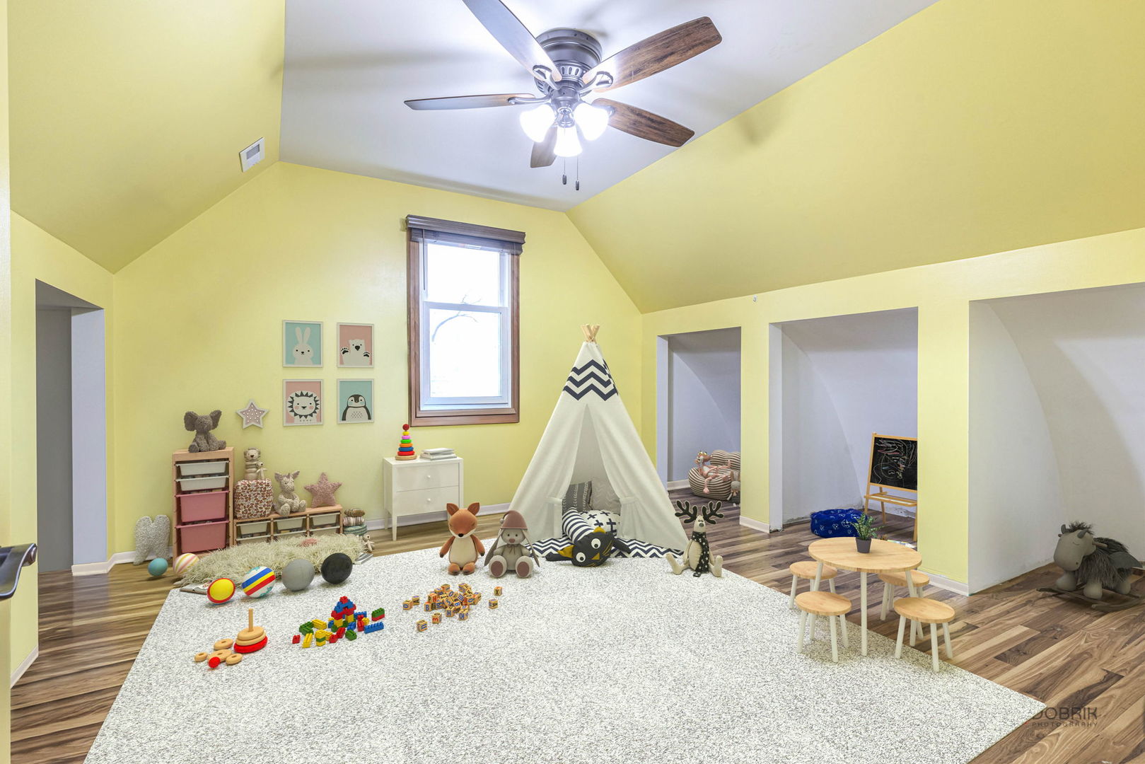 516 North Emroy Avenue Elmhurst, IL 60126 - Photo 24 of 35 a room with a bed and a chandelier