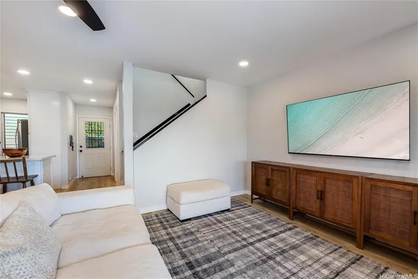 a living room with furniture