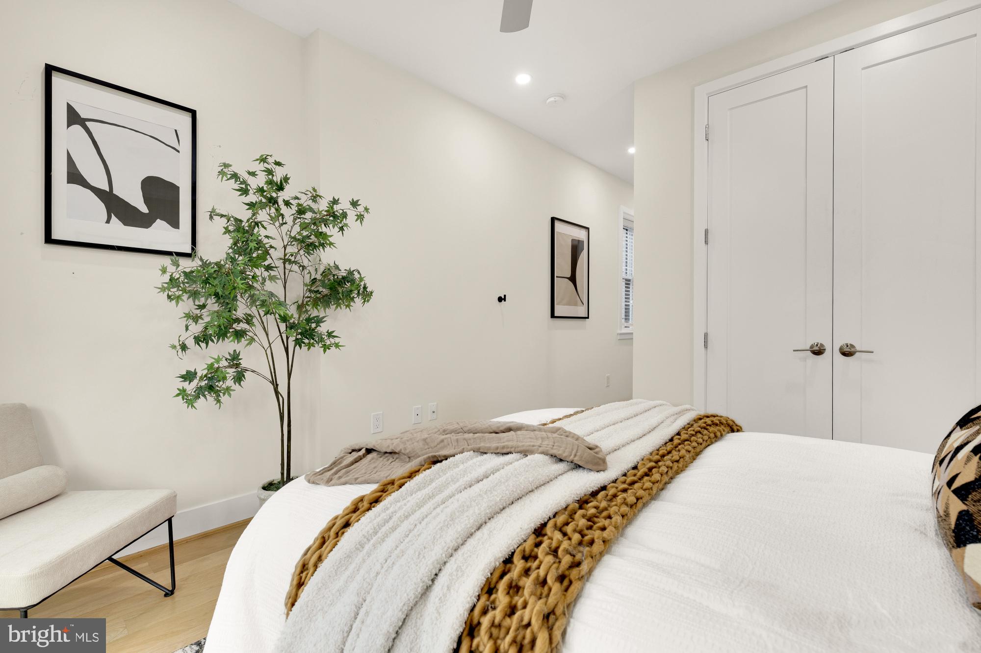 41 Q Street Northeast, Unit 2 Washington, DC 20002 - Photo 24 of 27 a bedroom with a large bed and a potted plant