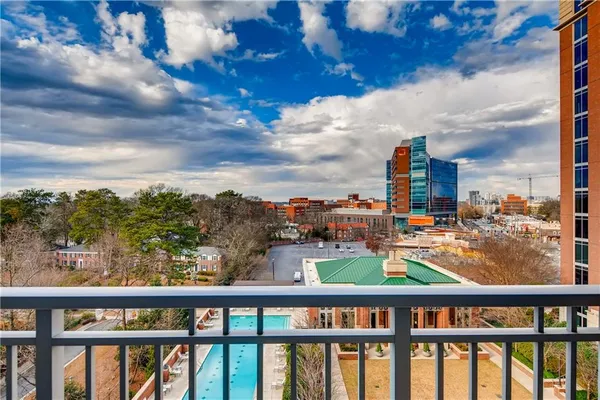 a view of city from a balcony