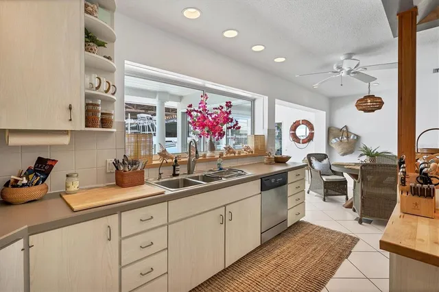 a kitchen with lots of counter top space