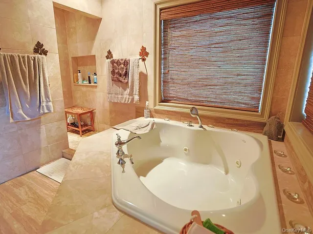 a bathroom with a bathtub
