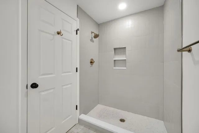 a bathroom with a shower