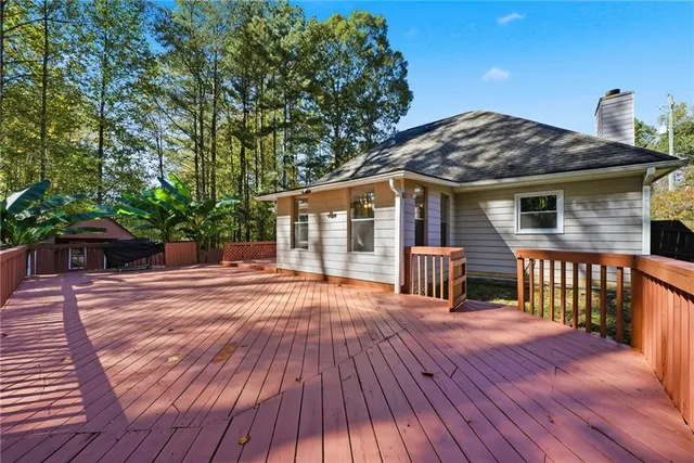 a porch with seating space