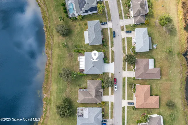 an aerial view of a house