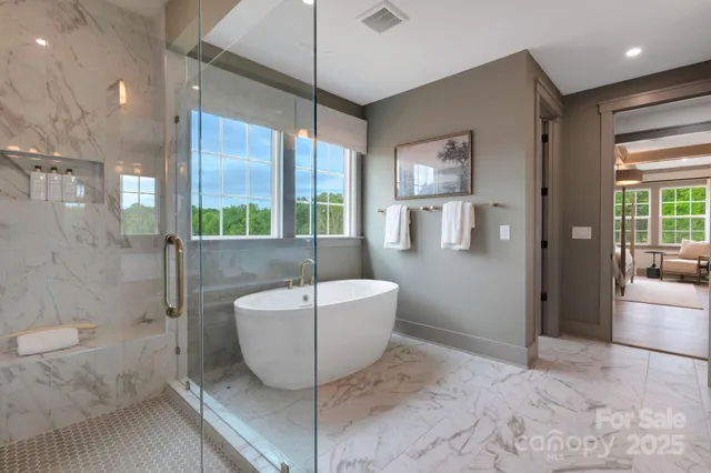 a view of an entryway with a chandelier
