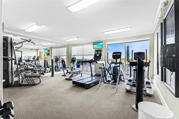 a view of a room with gym equipment